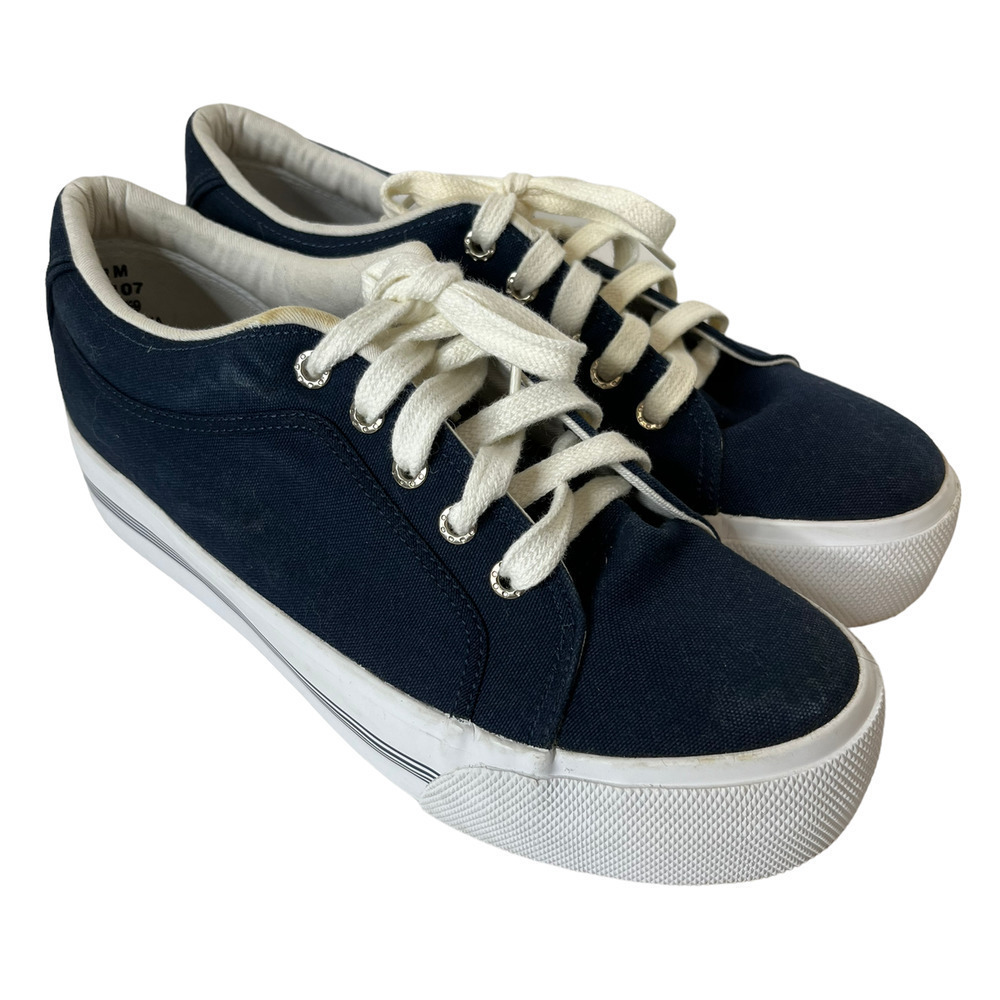 Y2K Tommy Hilfiger Blue Canvas Vintage Platform Sneakers Shoes